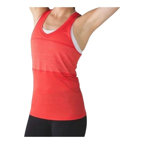 Lululemon Pedal To The Medal Singlet Tank Orange size 10 Heathered Alarming - Picture 5 of 12